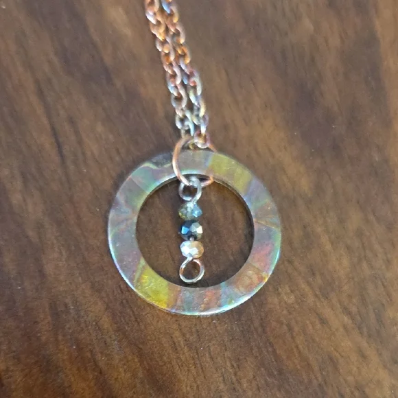 Elegant Flame Painted Multi Color Circle Pendant Necklace and Earring Set - Picture 5 of 8